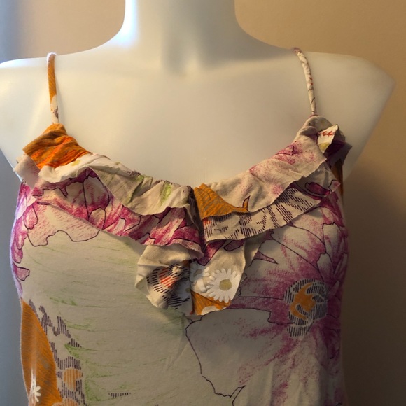 OLD NAVY RUFFLED V NECK FLORAL TANK Sz XS/TP - Picture 7 of 12